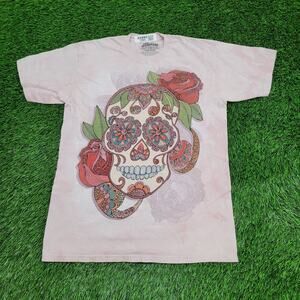 Western Skull Flower Art Shirt Medium 20x28 The-Mountain